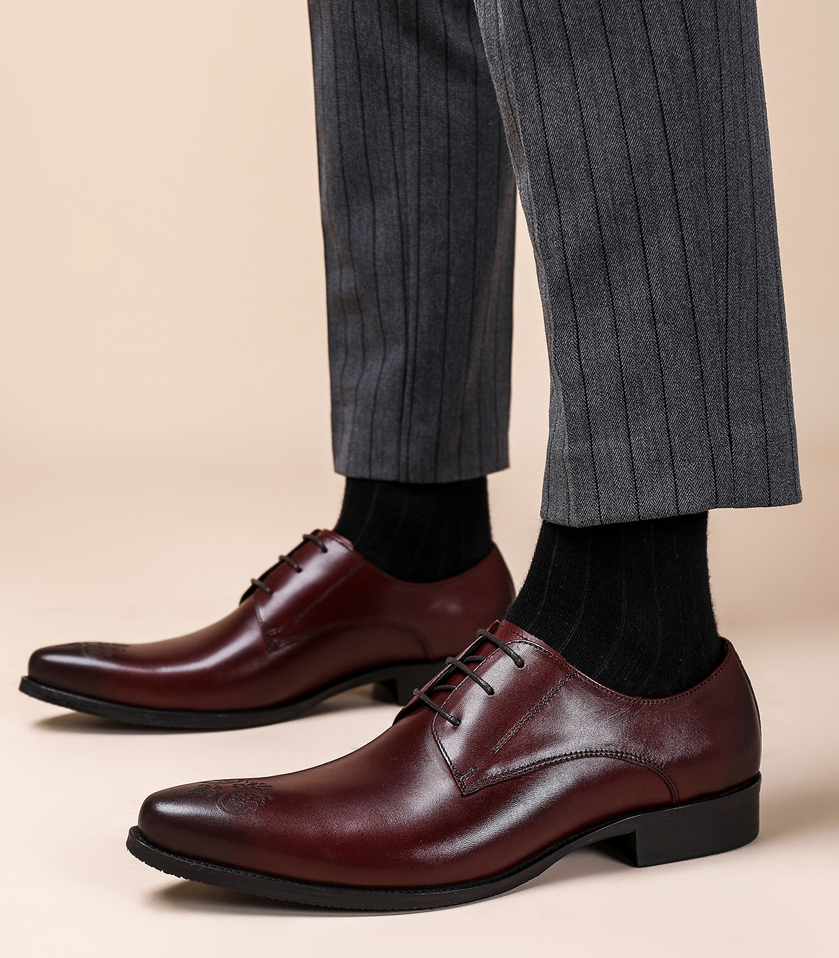 Derby de cuero cómodo Brogues para hombre 