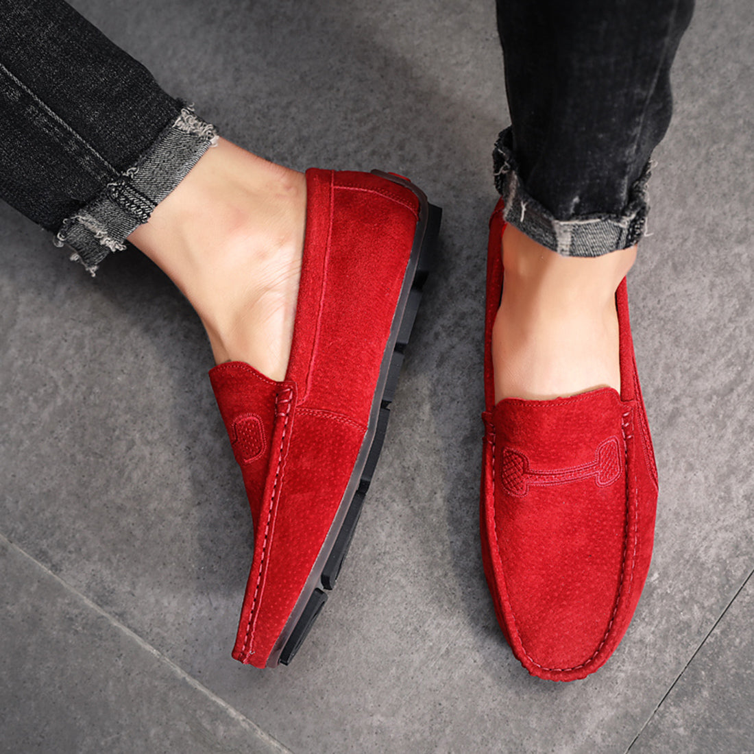 Mocasines de conducción con costuras para hombre