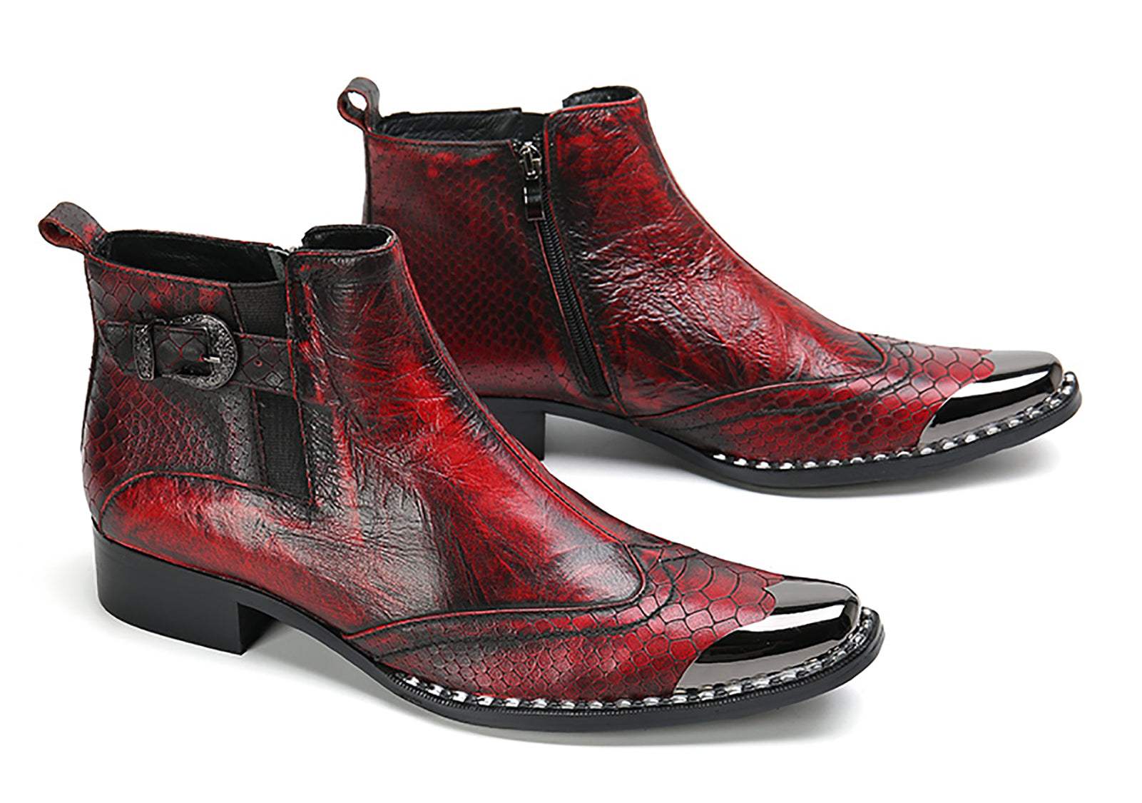Men's  Western Boots Metal Tip Snake