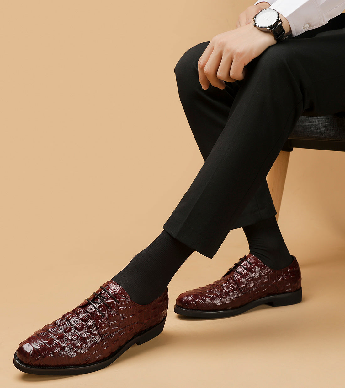 Zapatos cómodos Derby de piel con cordones para hombre 
