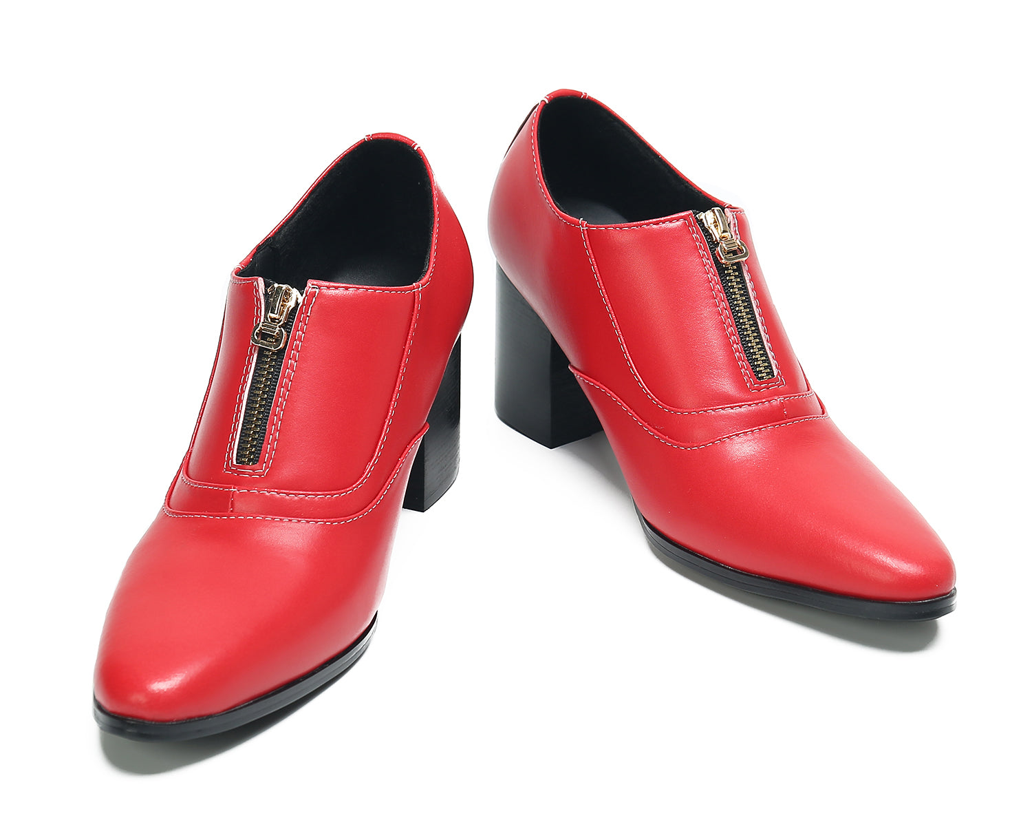 Men's Low Cap Zipper Leather Opera Pumps Boots