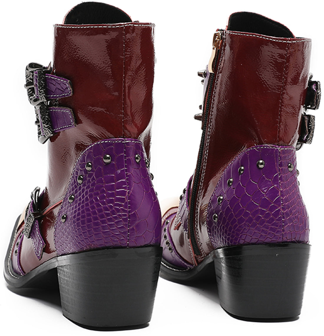 Men's Metal Square Toe High Top Western Boots