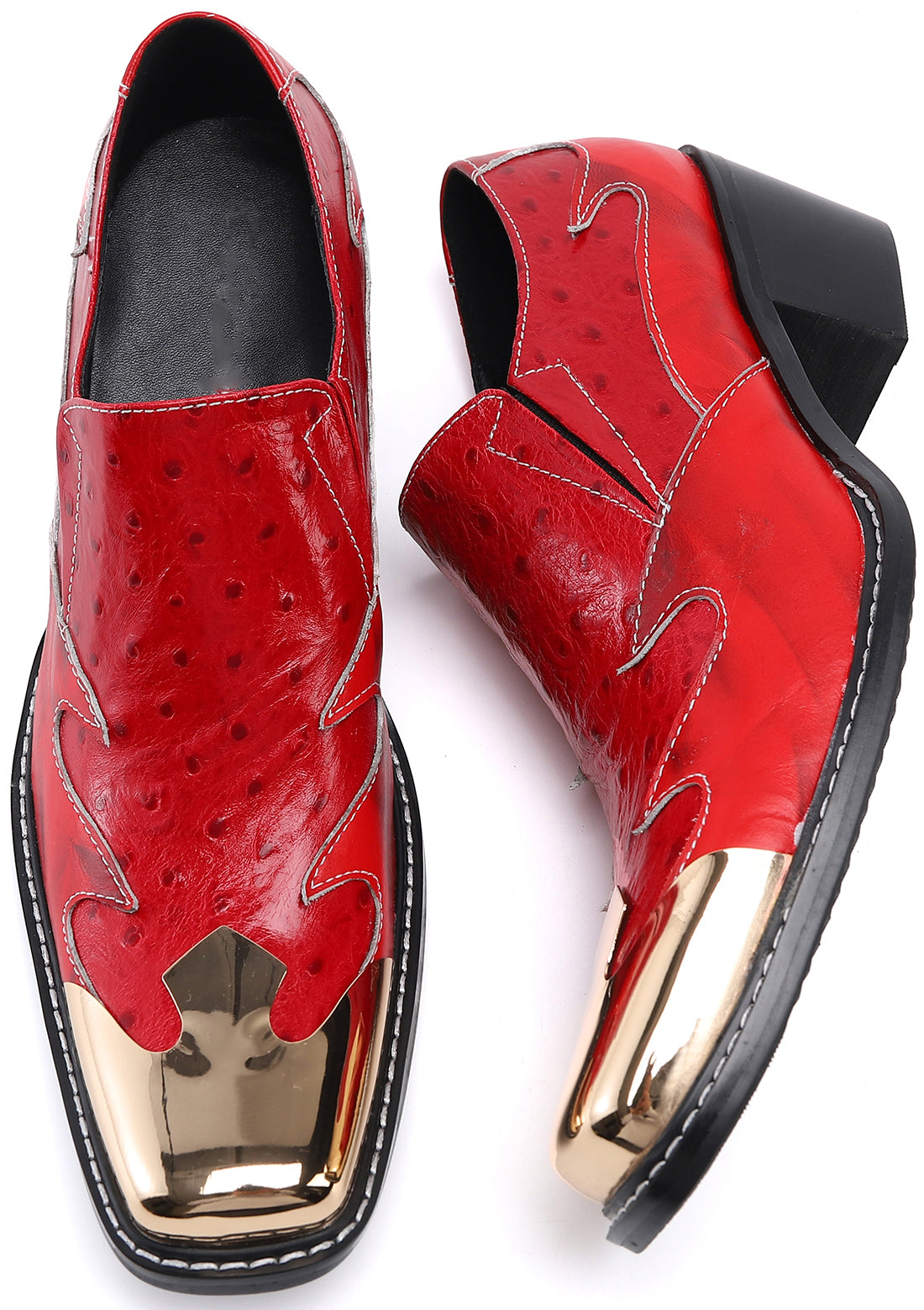 Mocasines estilo western con punta metálica cuadrada para hombre 