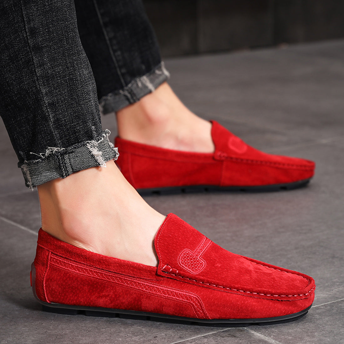 Mocasines de conducción con costuras para hombre