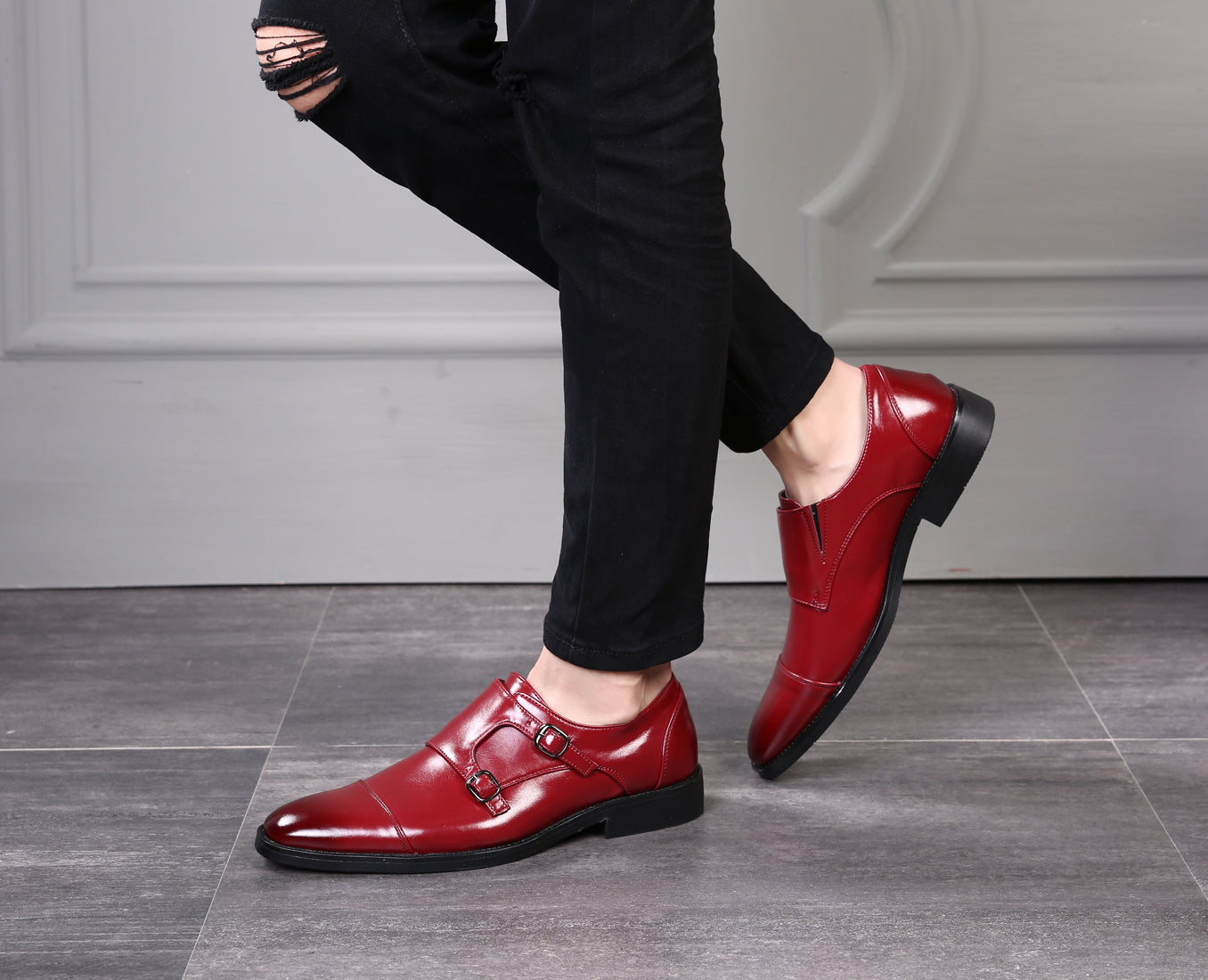 Mocasines con puntera y tira tipo monje para hombre