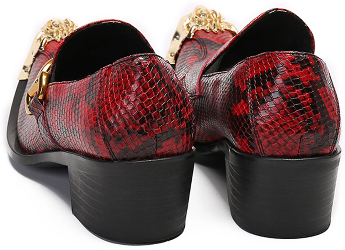Mocasines estilo western con punta metálica de león para hombre 