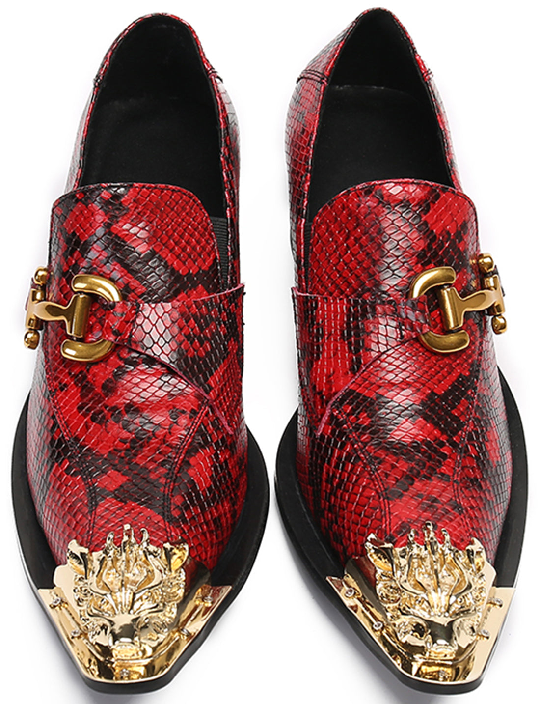 Mocasines estilo western con punta metálica de león para hombre 