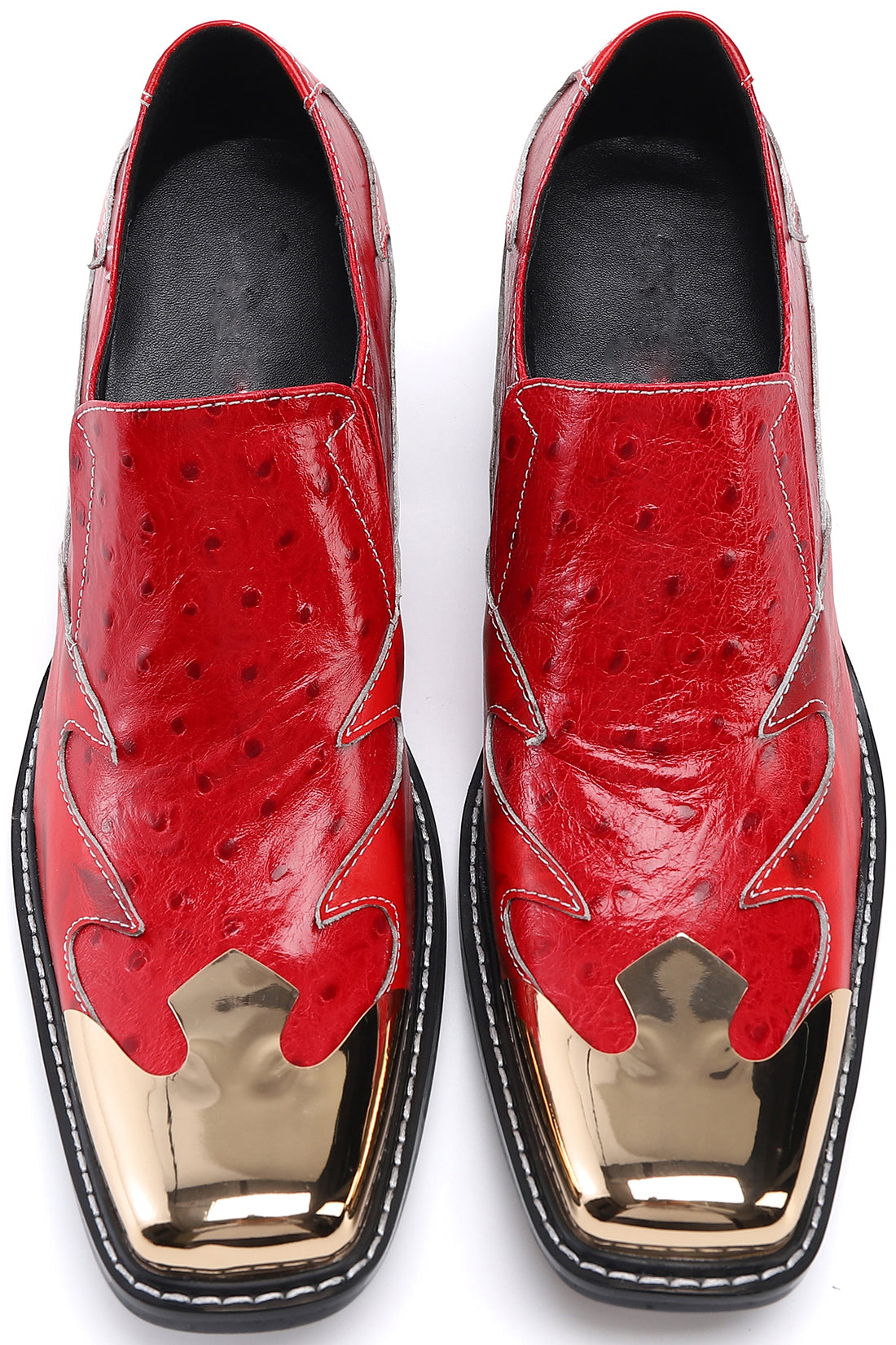 Mocasines estilo western con punta metálica cuadrada para hombre 