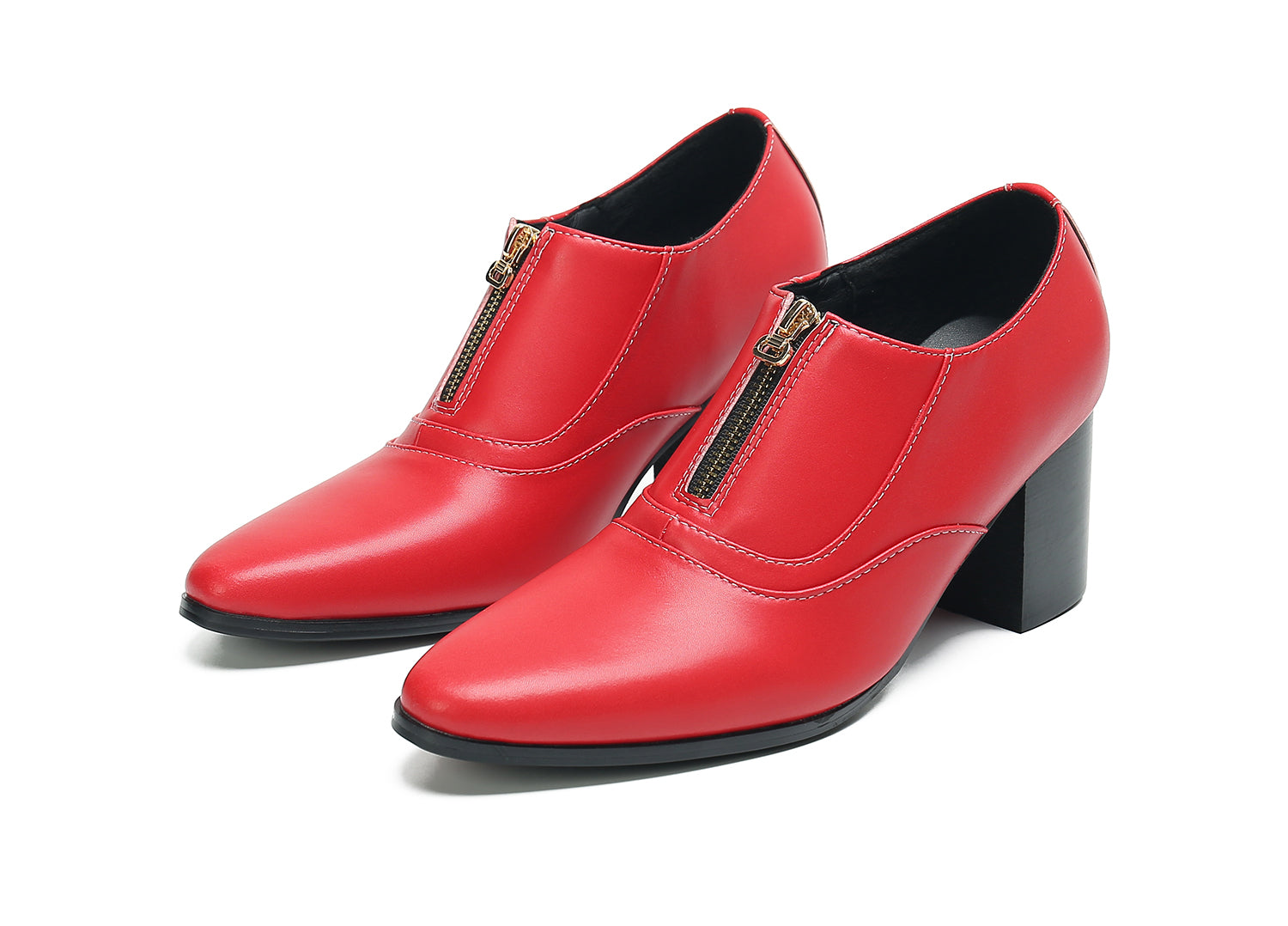 Men's Low Cap Zipper Leather Opera Pumps Boots