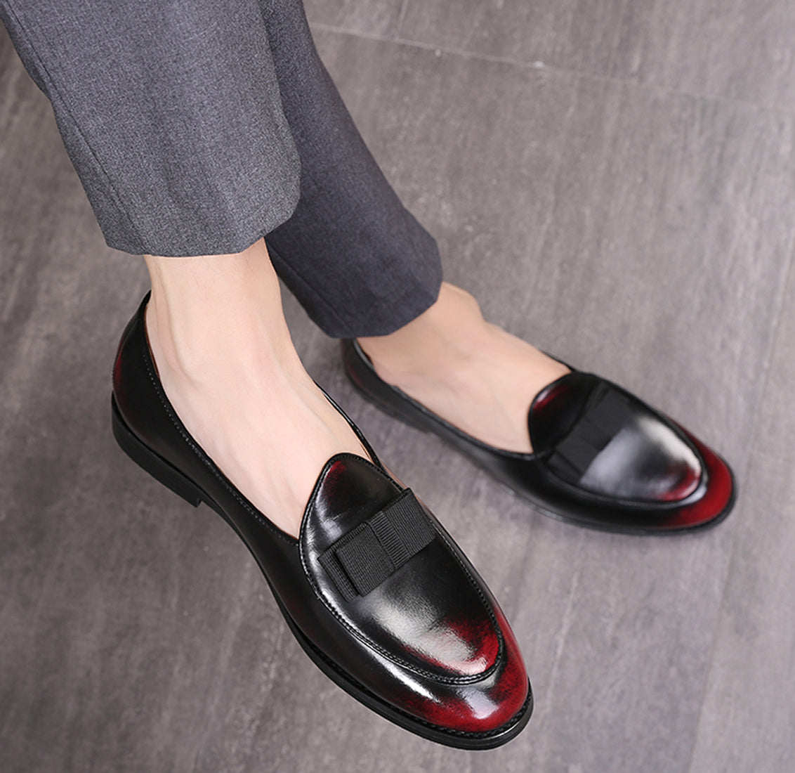 Men's Leather Bow Loafers