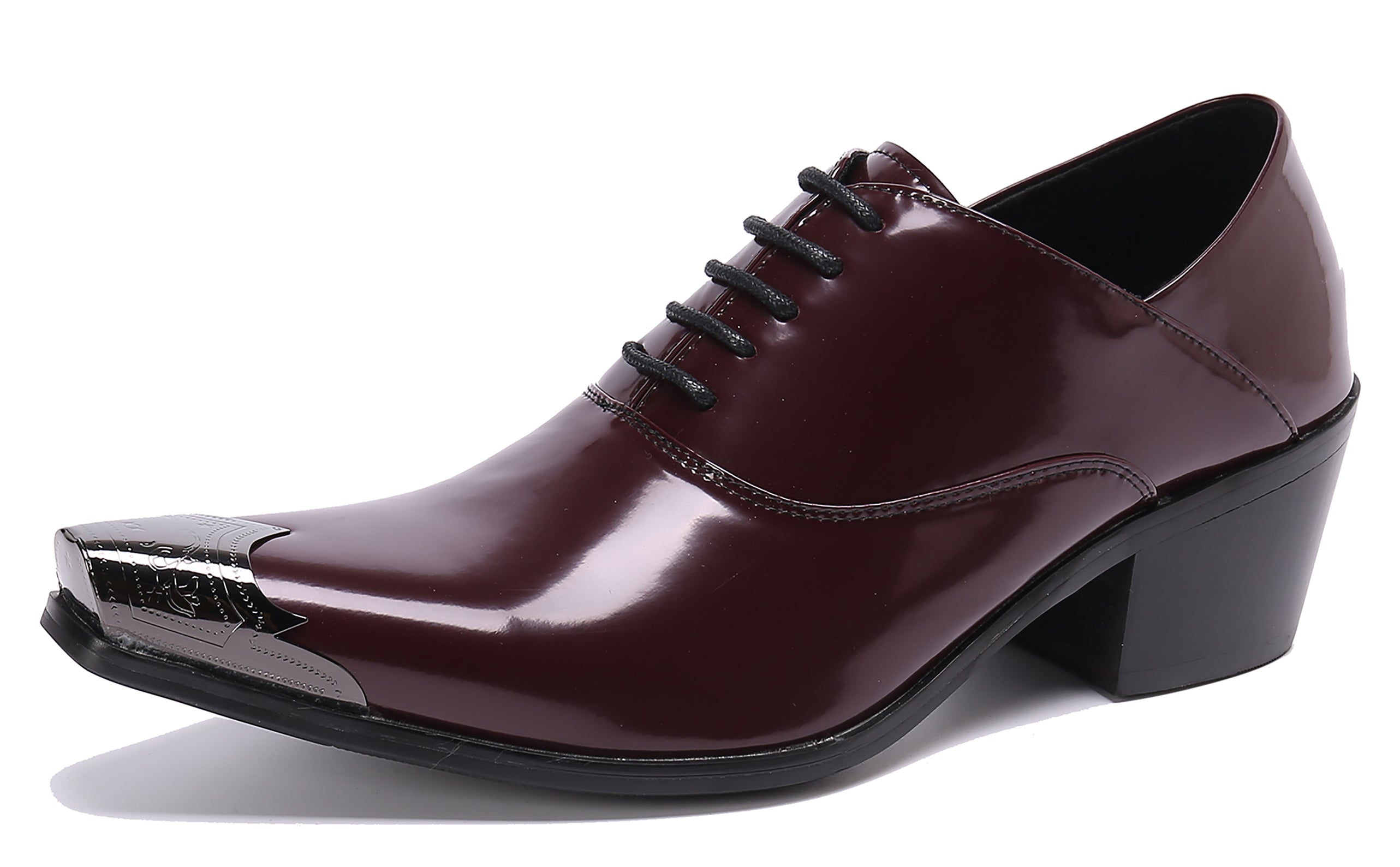 Zapatos occidentales de cuero con punta de metal para hombre