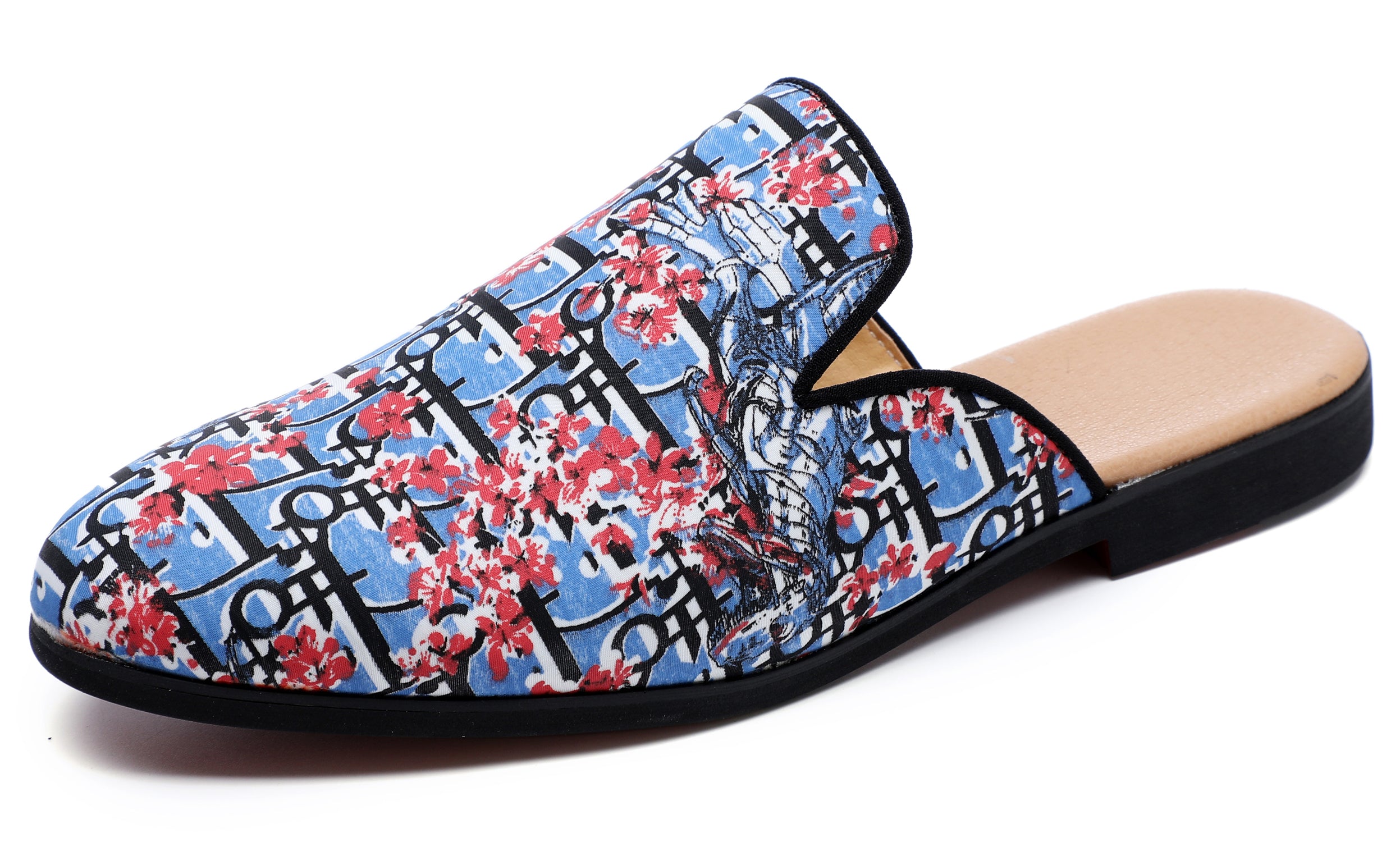 Men's Floral Plum Backless Mules