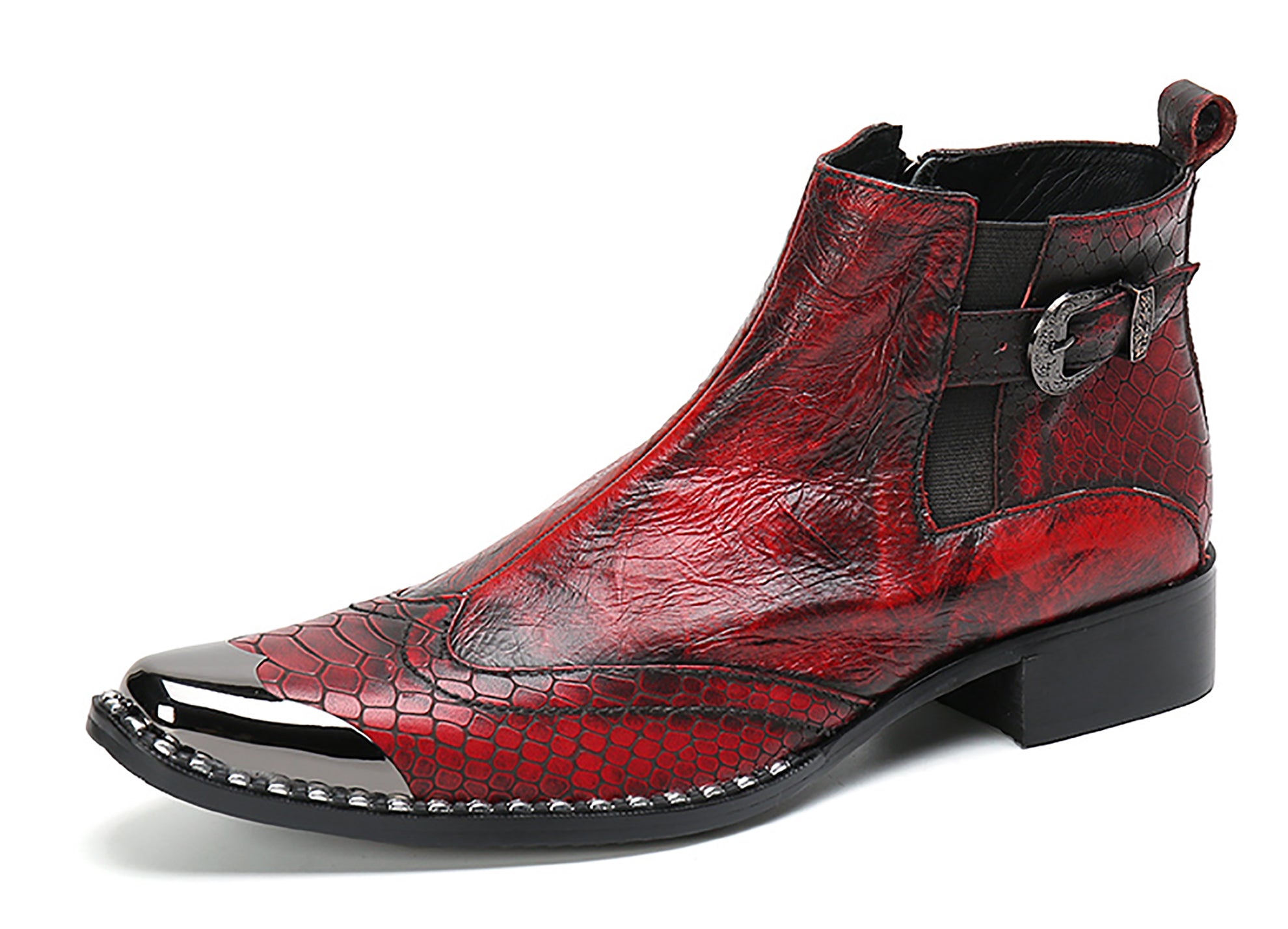 Men's  Western Boots Metal Tip Snake
