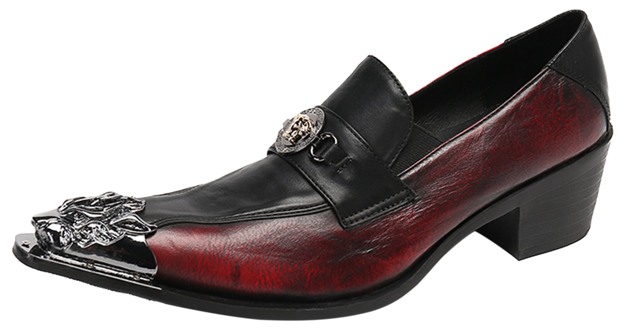 Mocasines estilo western con punta de metal para hombre 
