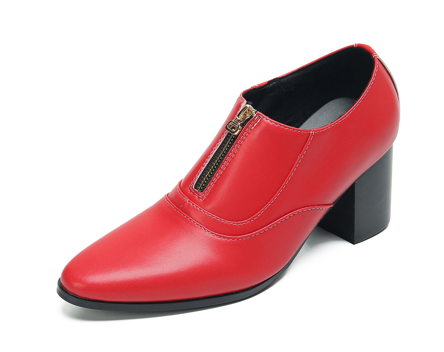 Men's Low Cap Zipper Leather Opera Pumps Boots