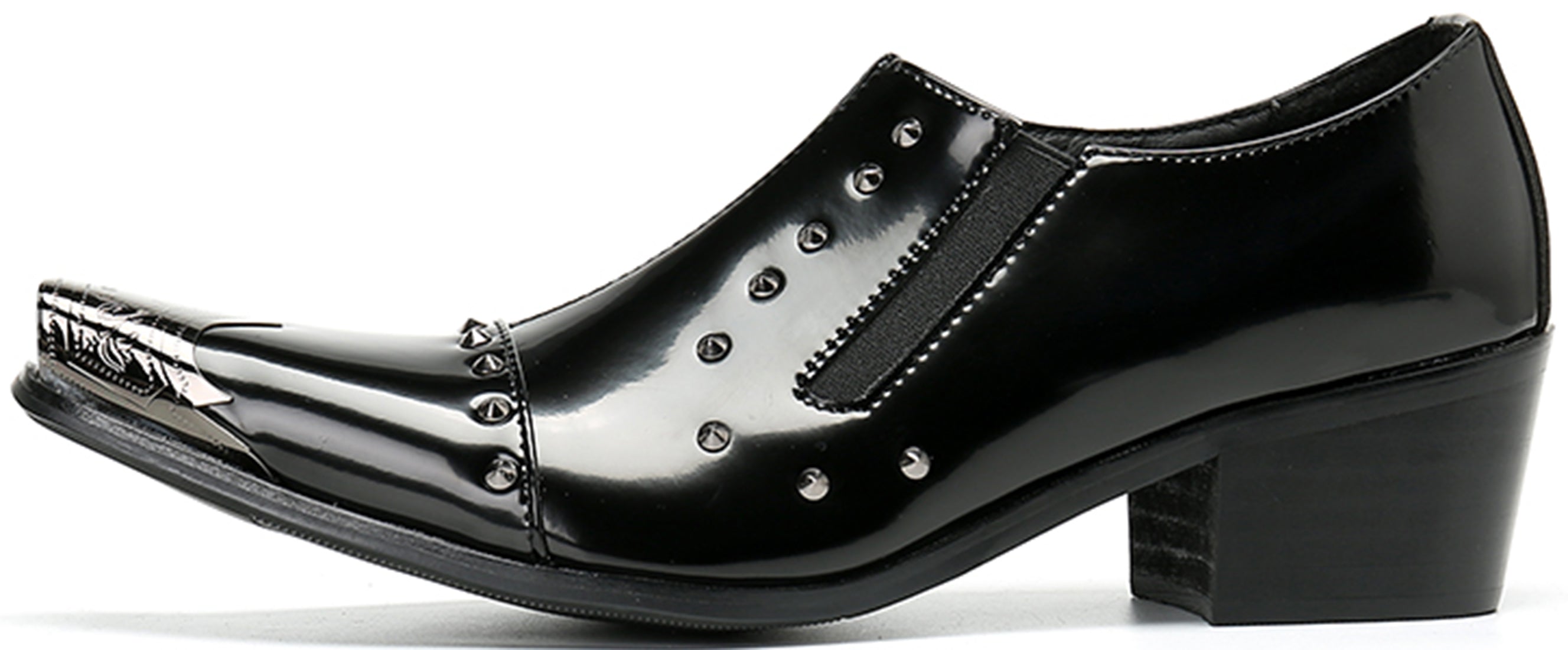 Men's Metal Tip Rivet Cuban Heel Opera Pumps