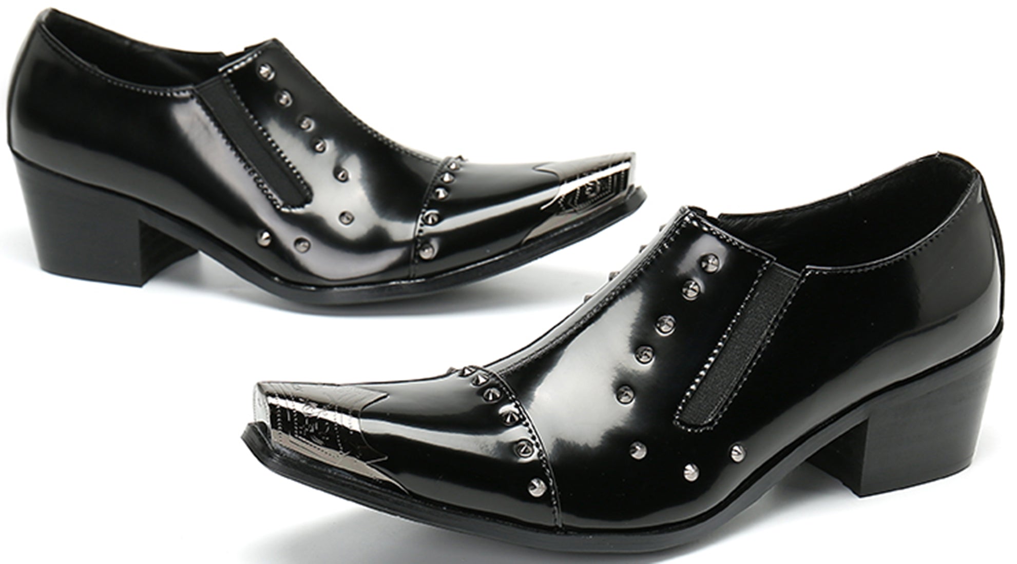 Men's Metal Tip Rivet Cuban Heel Opera Pumps