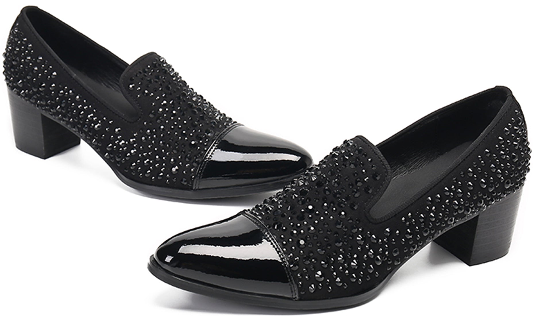 Men's Metal Tip Rivet Cuban Heel Opera Pumps