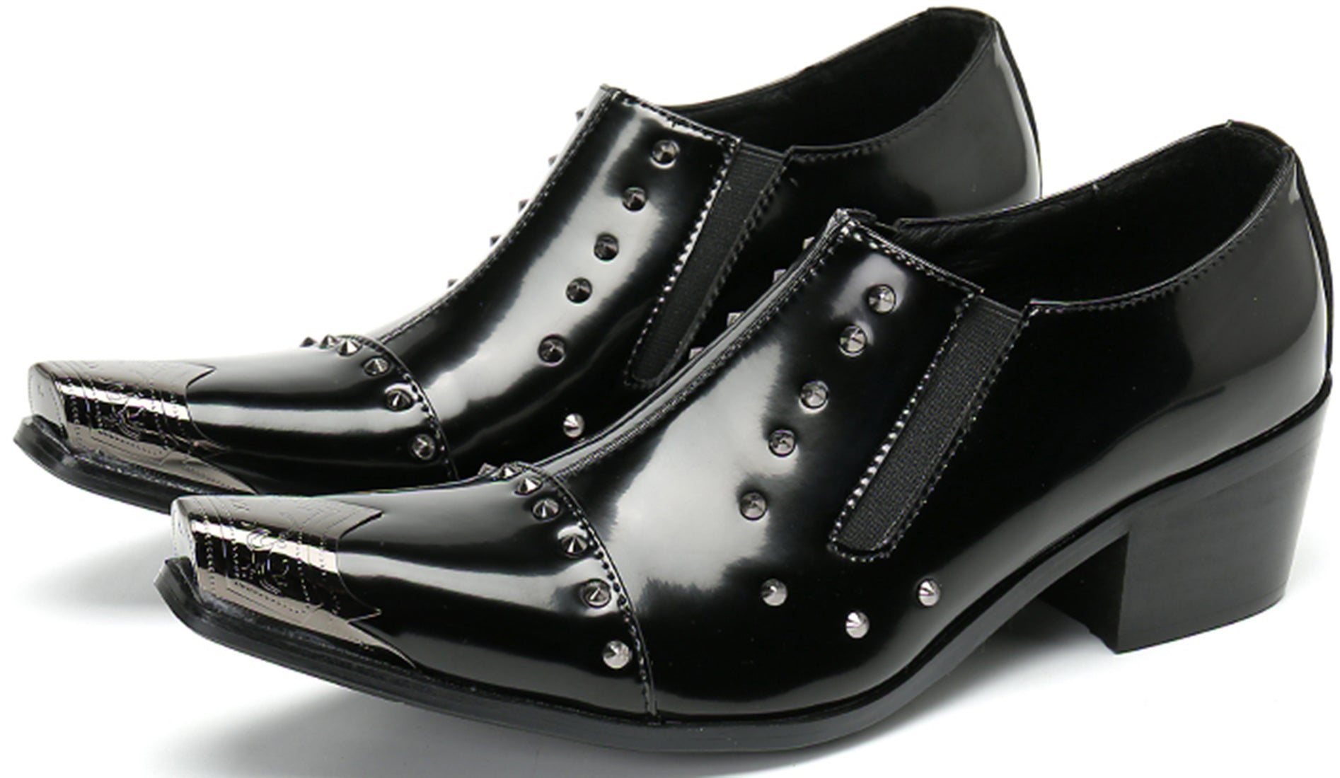 Men's Metal Tip Rivet Cuban Heel Opera Pumps