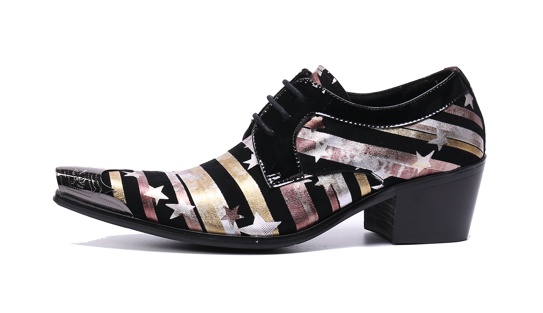 Zapatos occidentales de cuero con punta lisa y punta metálica para hombre
