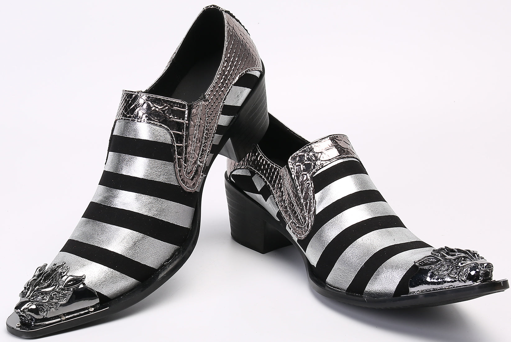 Men's Two Toned Metal Tip Western Loafers
