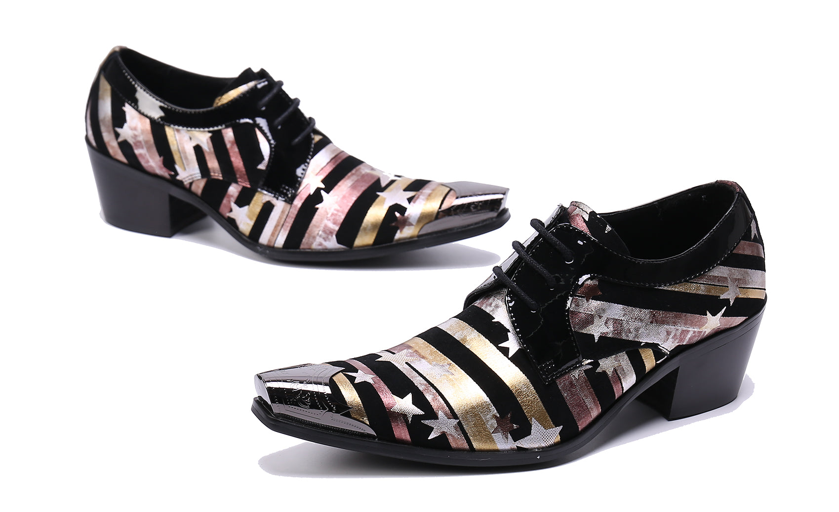 Zapatos occidentales de cuero con punta lisa y punta metálica para hombre