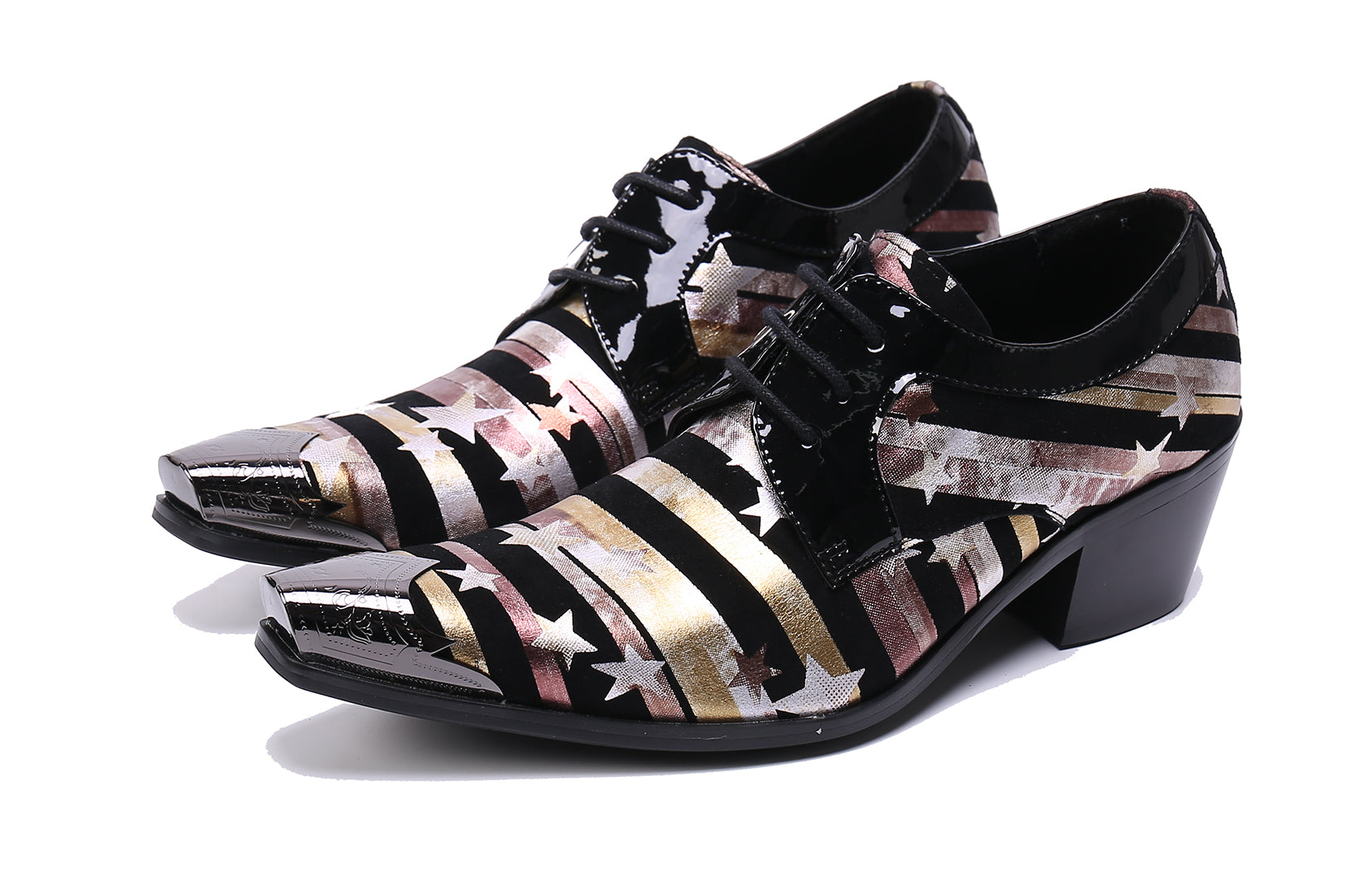 Zapatos occidentales de cuero con punta lisa y punta metálica para hombre
