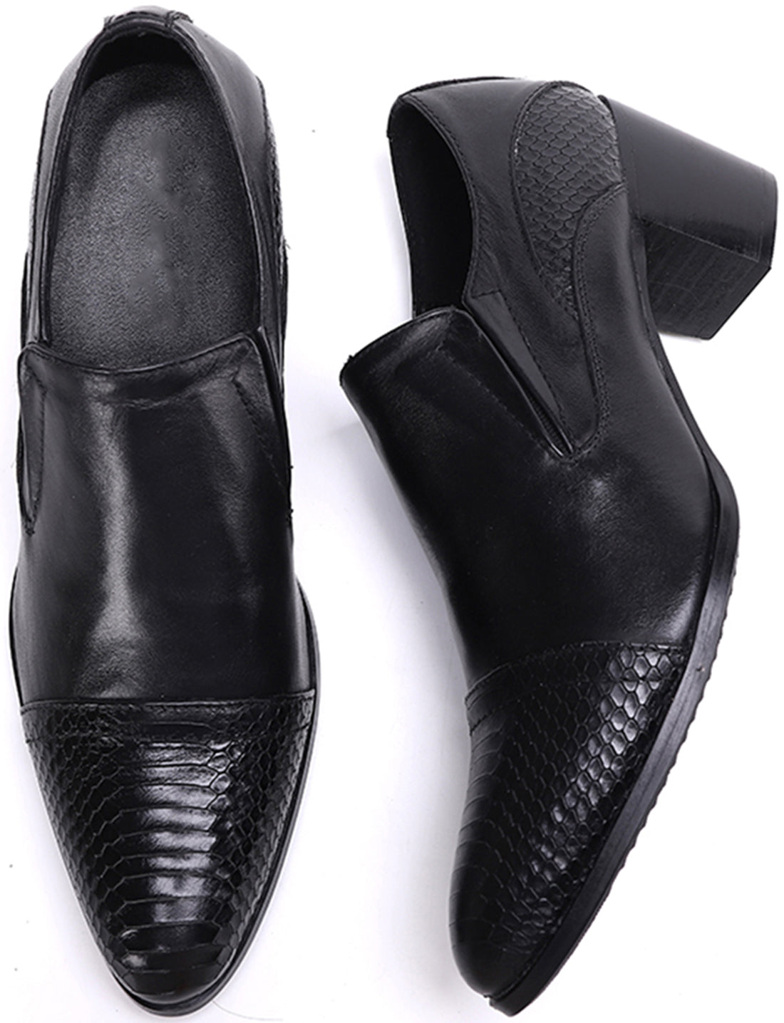Zapatos de salón de ópera de piel con tacón cubano para hombre