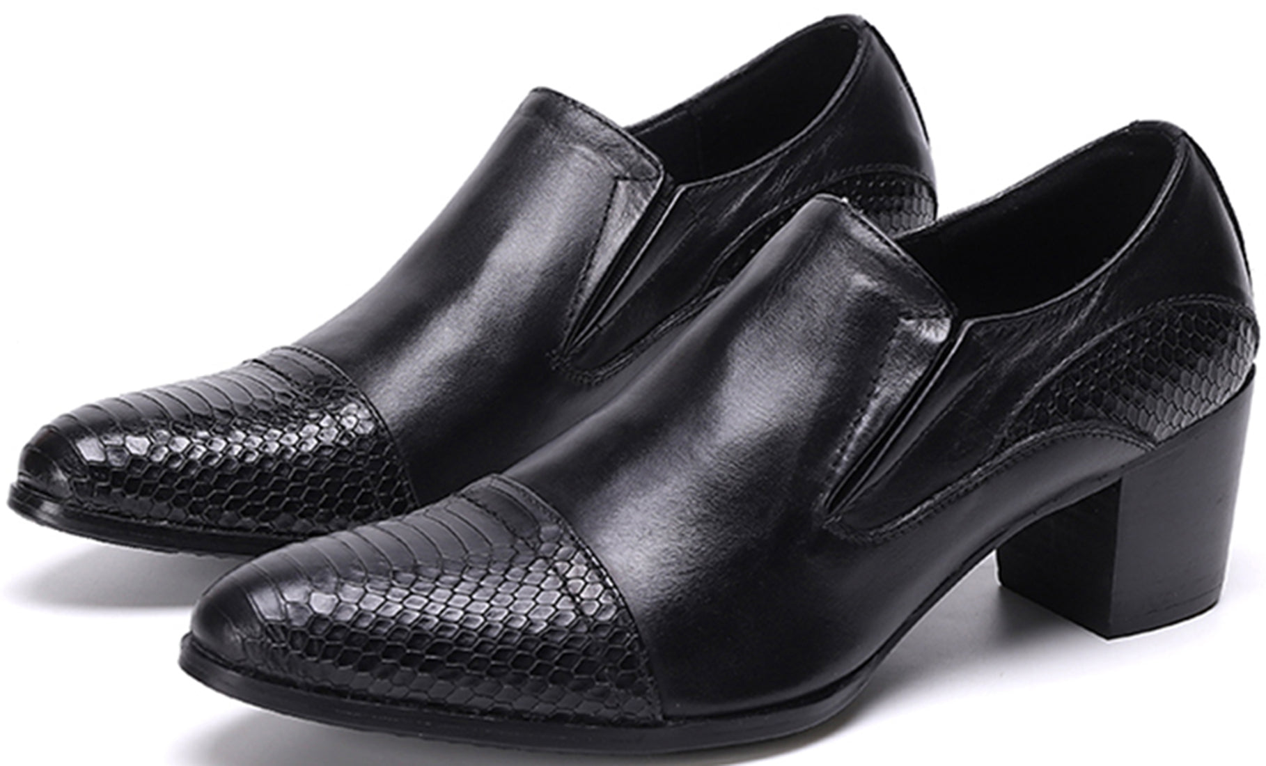 Zapatos de salón de ópera de piel con tacón cubano para hombre