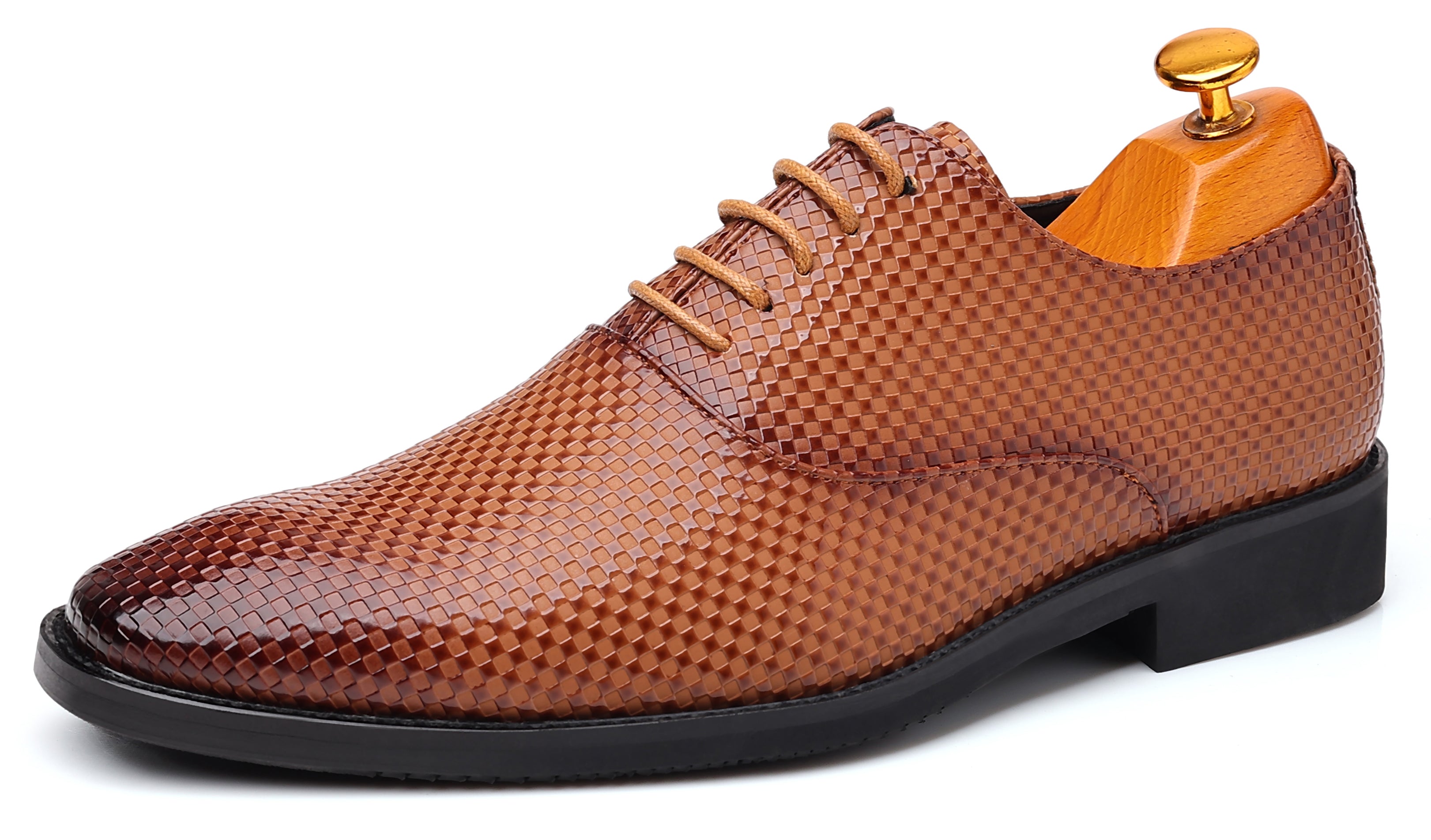 Zapatos Oxford lisos a cuadros para hombre