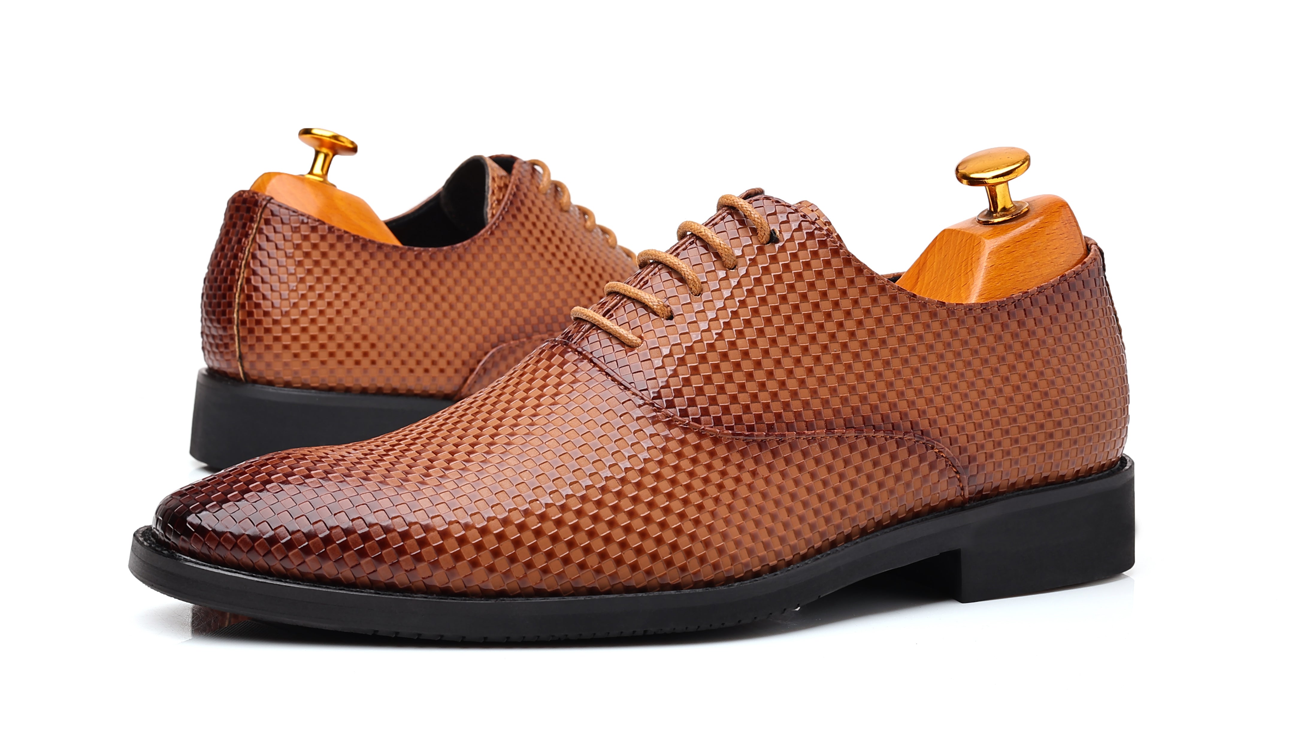 Zapatos Oxford lisos a cuadros para hombre