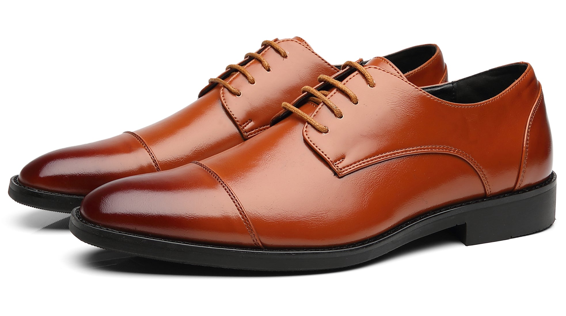 Zapatos Derby clásicos con punta lisa y puntera para hombre