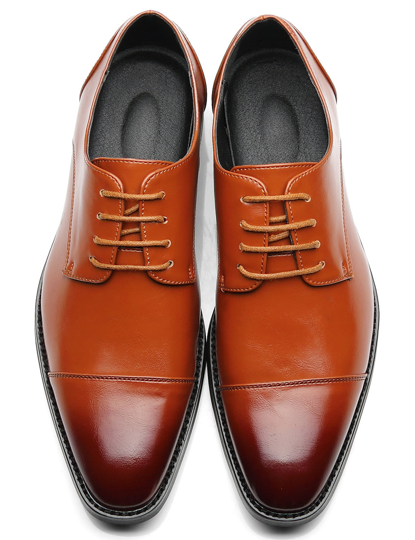 Zapatos Derby clásicos con punta lisa y puntera para hombre