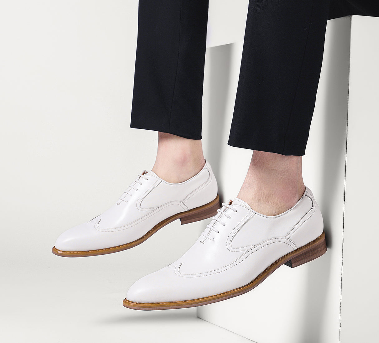 Oxford formal con punta de ala de cuero para hombre