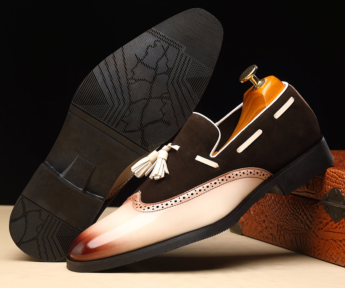 Men's Wingtip Tassel Smoking Loafers
