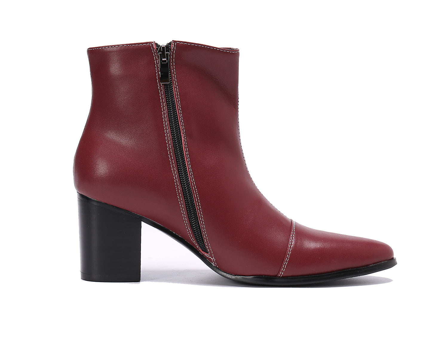 Botas occidentales de cuero con punta en punta y cremallera para hombre