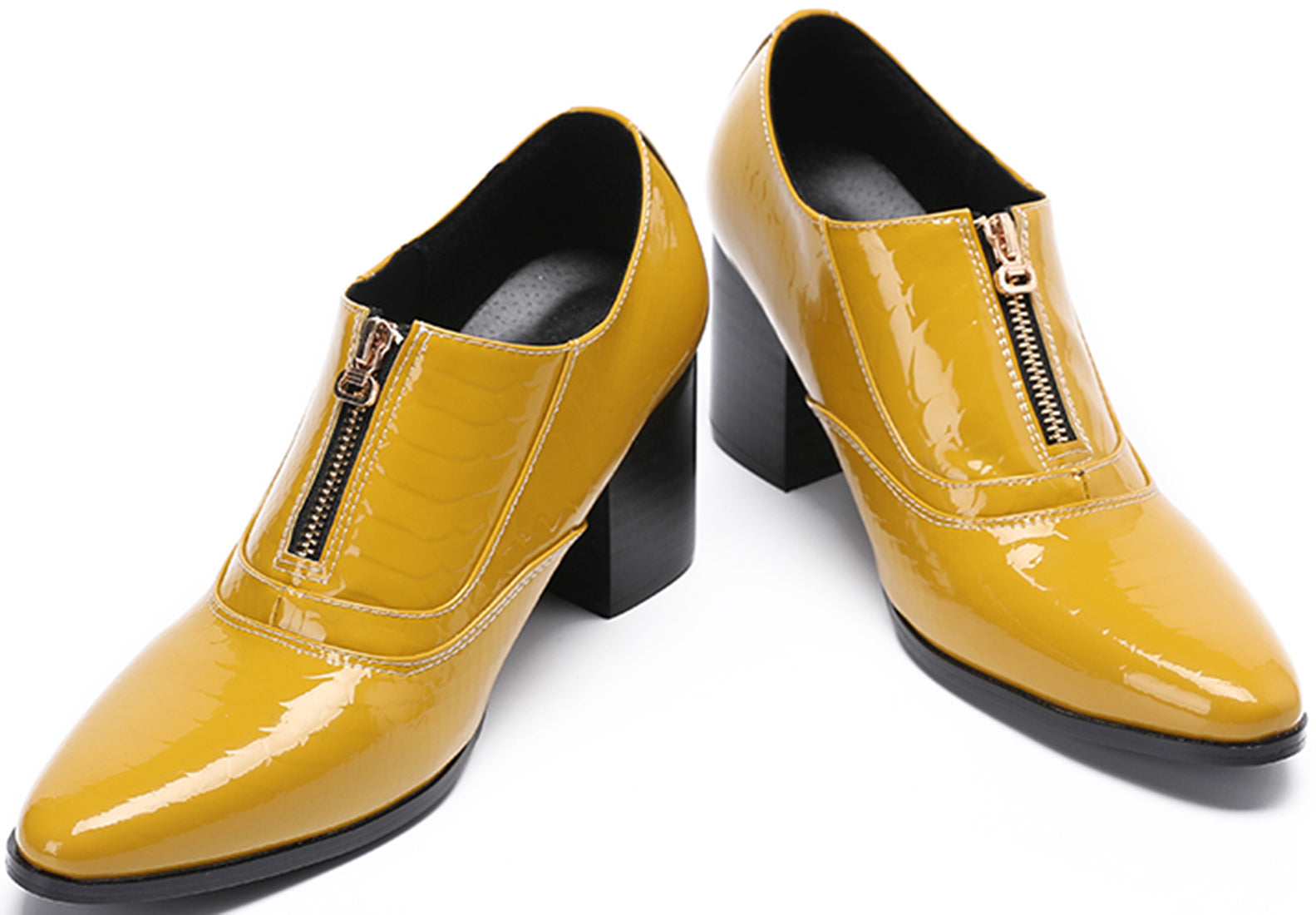 Men's Zipper Cuban Heel Leather Derby