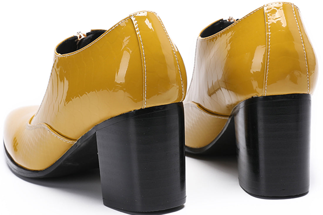 Men's Zipper Cuban Heel Leather Derby