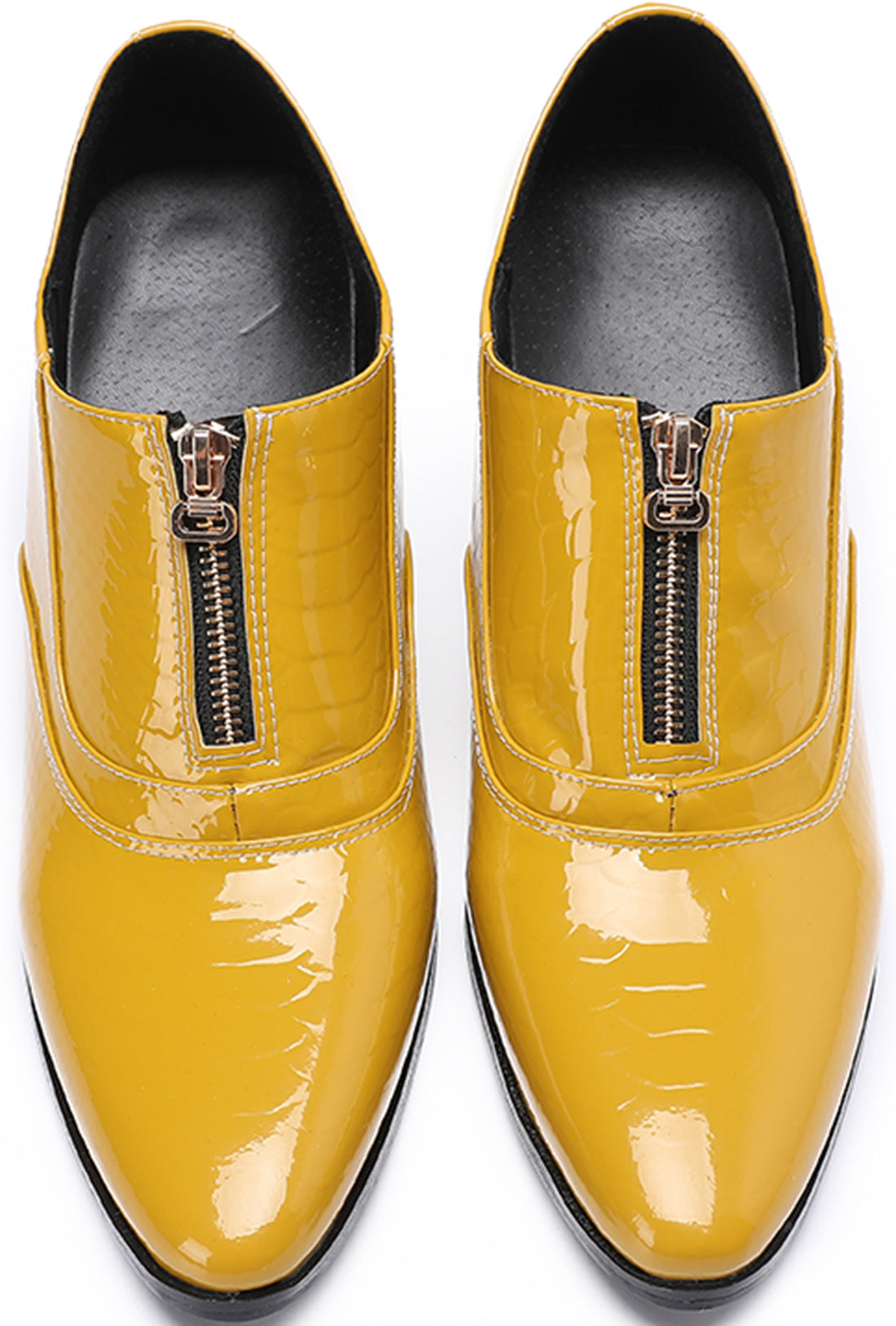 Men's Zipper Cuban Heel Leather Derby